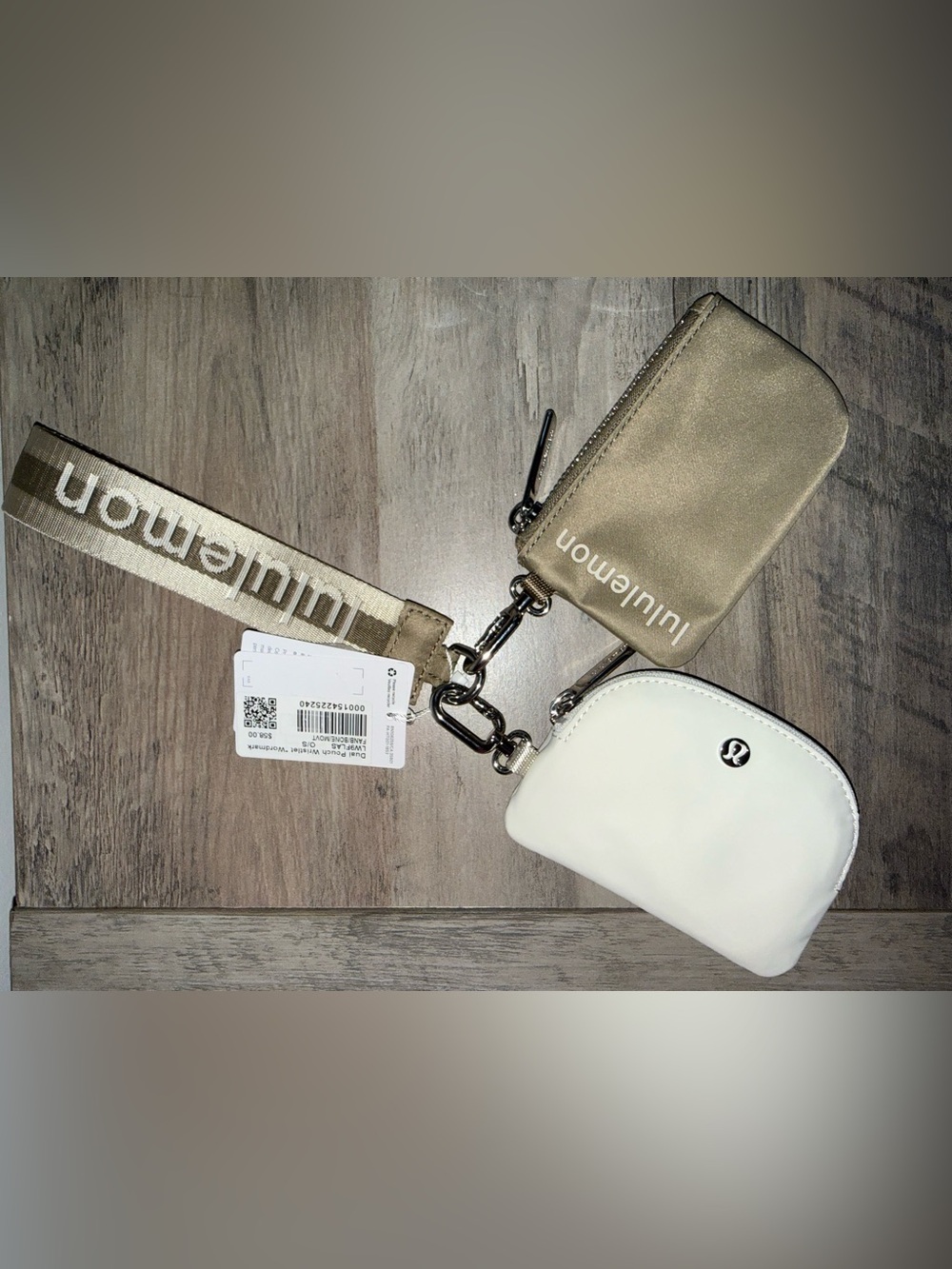 Lululemon Dual Pouch Wristlet Wordmark in Fawn Beige/Mojave Tan/Bone
